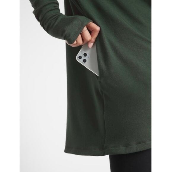 NWT Athleta Puruna Wrap Oversized Drapey Sweatshirt Dark Forest Green Size XS - Picture 3 of 11